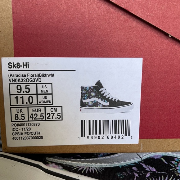 Vans Sk8-Hi Paradise Floral Black/True White MENS - Picture 16 of 16